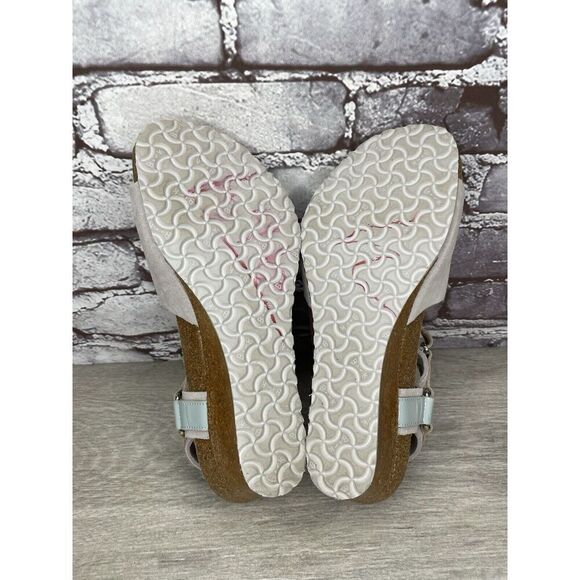 Birkenstock Papillio Grey Nubuck Suede Teal Patent Cork Wedge Sandals Women 38EU - Picture 9 of 16